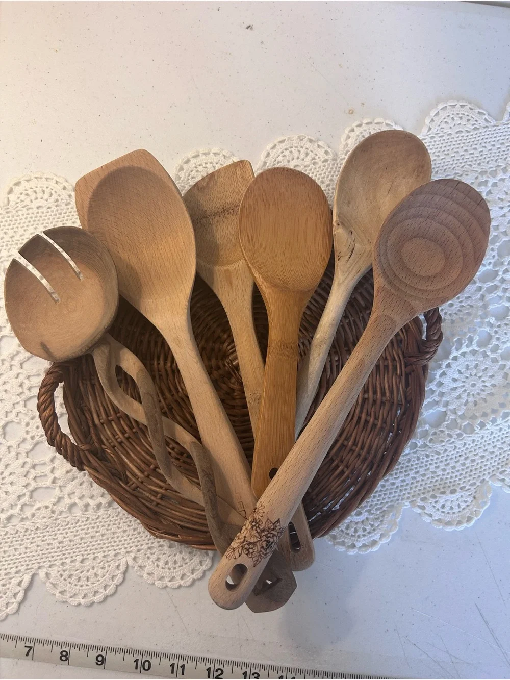 Cottage Rustic Wooden Kitchen Spoon Lot - Natural Wood collection